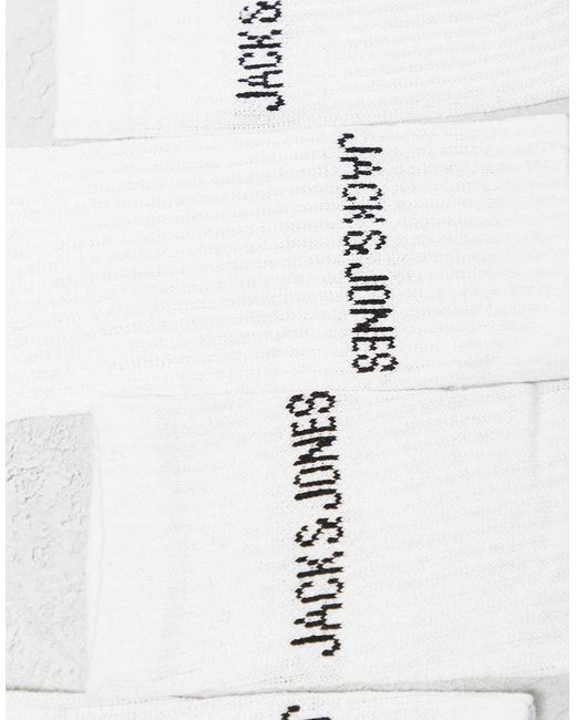 Jack & Jones White 5 Pack Ribbed Logo Socks for men