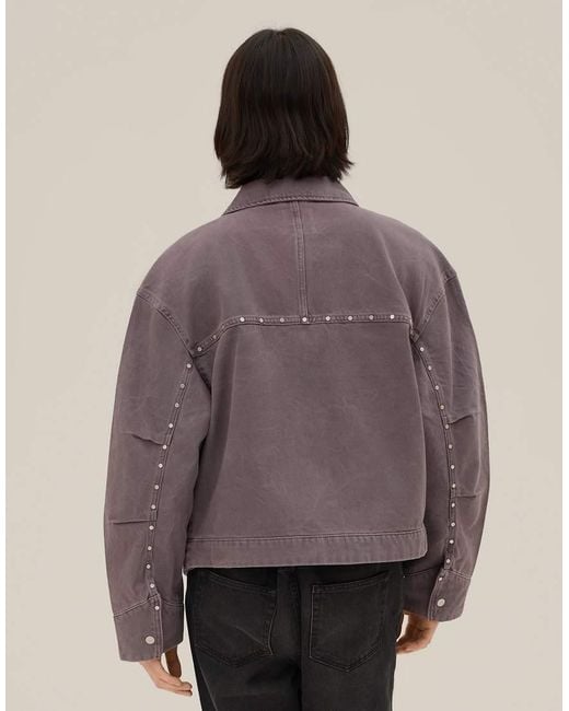 Bershka Brown Studded Jacket for men