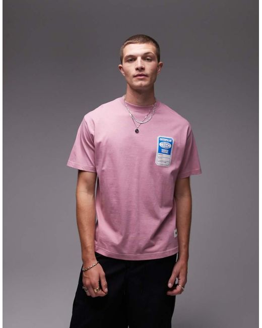 Caterpillar Pink Wwr T-shirt With Chest Print for men