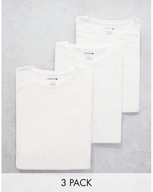 Lacoste White 3 Pack Loungewear T-Shirts for men