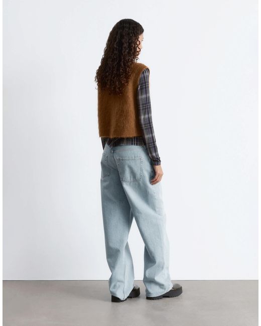 & Other Stories Brown Mohair And Wool Hairy Knit Waistcoat Tank