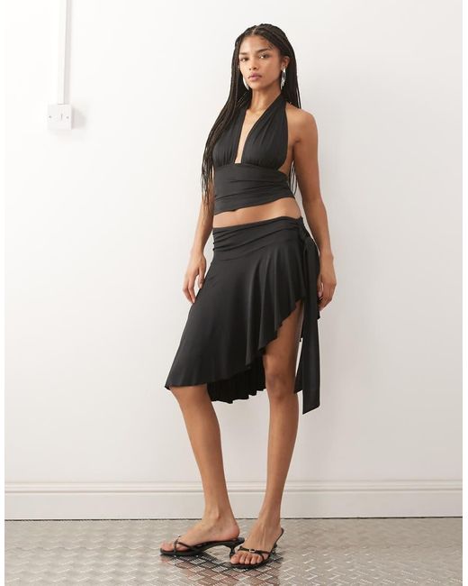 Lioness Black Safari Plunge Halterneck Top Co-ord