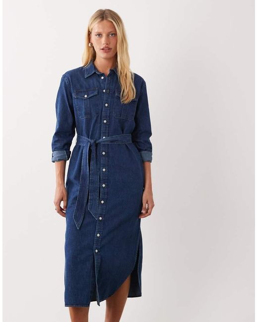 Ralph Lauren Blue Midi Shirt Day Midi Dress