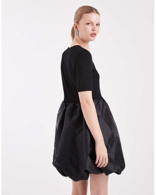 Pieces Black Satin Skirt Puffball Mini Dress