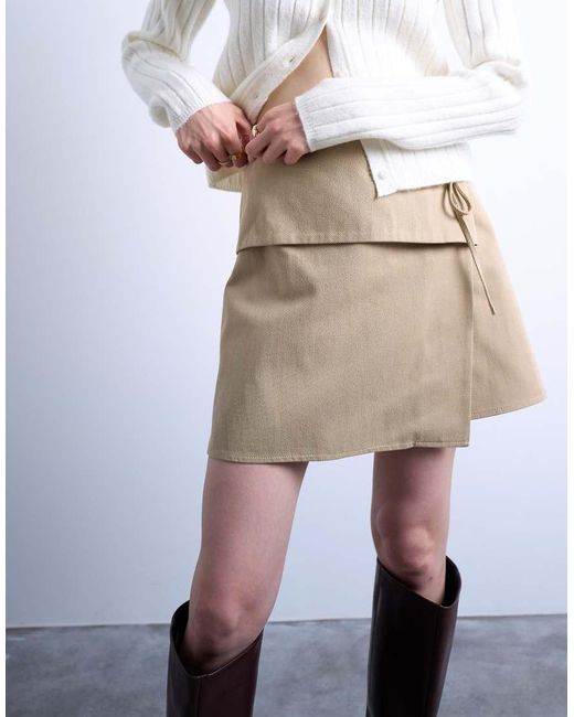 TOPSHOP White Wrap Tailored Mini Skirt