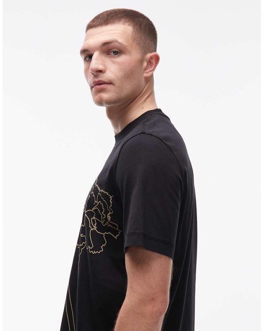 Paul Smith Black Floral Line Drawing Print T-shirt for men