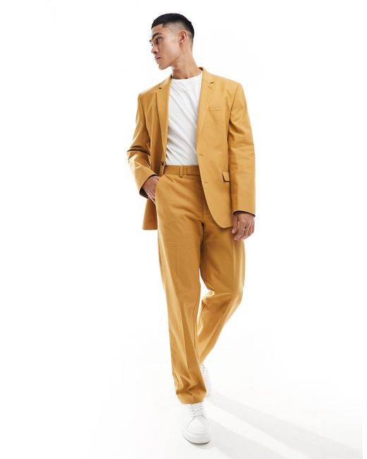 Pantaloni da abito dritti color ruggine di ASOS in Metallic da Uomo