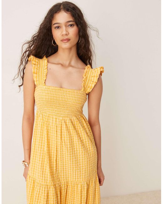 Nobody's Child Yellow Maya Tiered Midi Dress