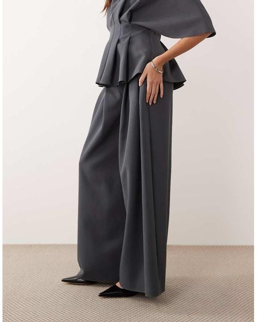 ARRANGE Gray Pleat Waist Tailored Wide Leg Trouser Co-Ord