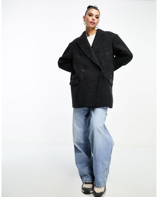 Weekday Black Carla Oversized Wool Blend Jacket