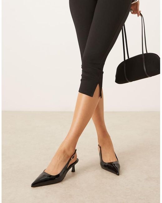 ASOS Black Wide Fit Skip Slingback Kitten Heel Shoes