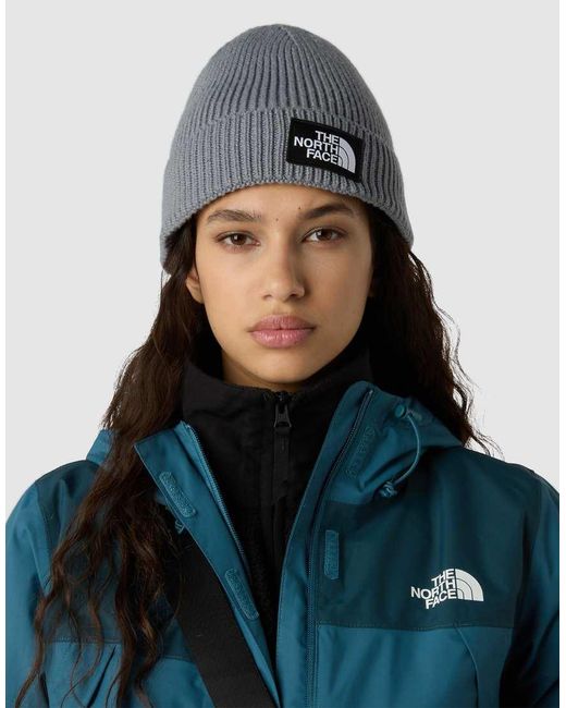 The North Face Gray Tnf Logo Box Cuffed Beanie