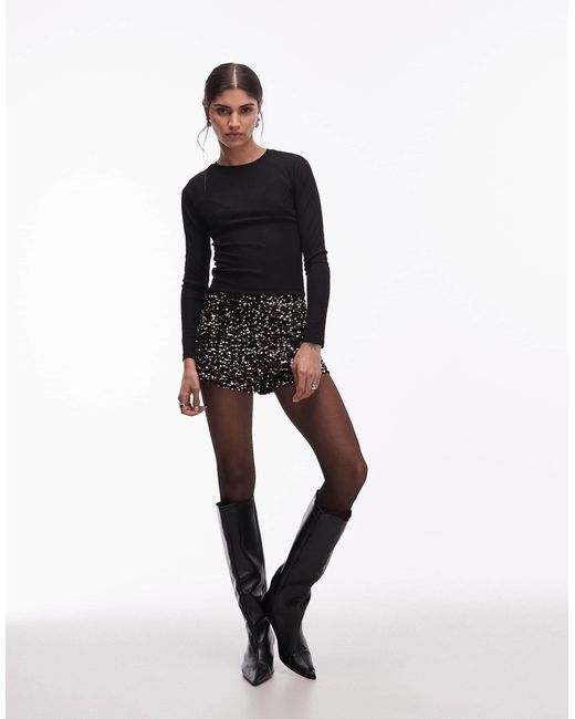 ASOS Black Velvet Allover Sequin Mini Short