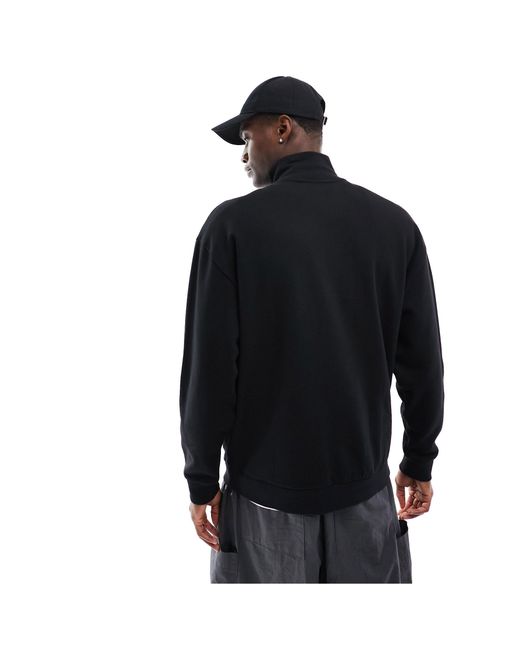 ASOS Black Oversized Half Zip Funnel Neck Sweatshirt for men