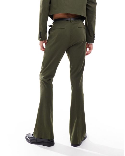 Pantaloni da abito skinny a zampa di ASOS in Green da Uomo