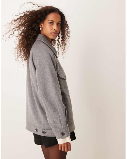 Abercrombie & Fitch Shacket Met Knoopsluiting in het Gray