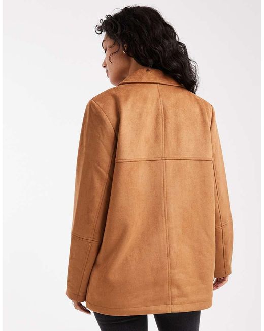 ONLY White Faux Suede Trucker Jacket