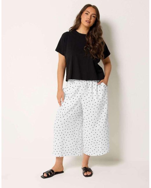 Yours Clothing Black Polka Dot Culottes