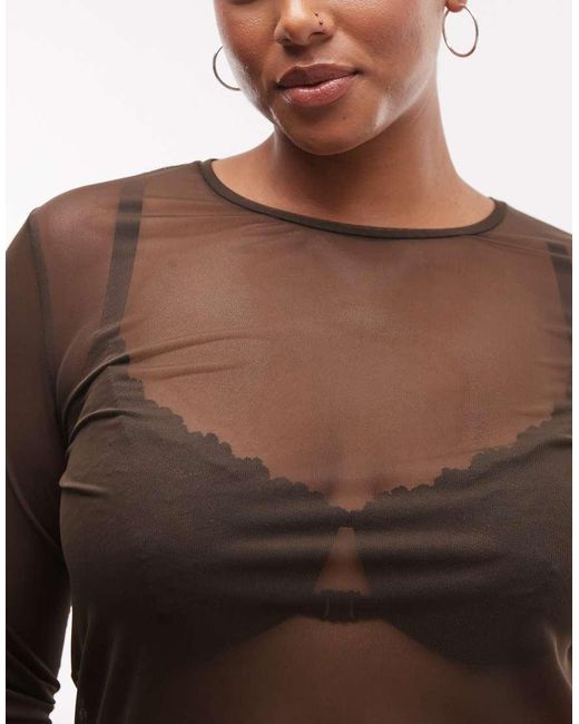 Noisy May Brown Mesh Top