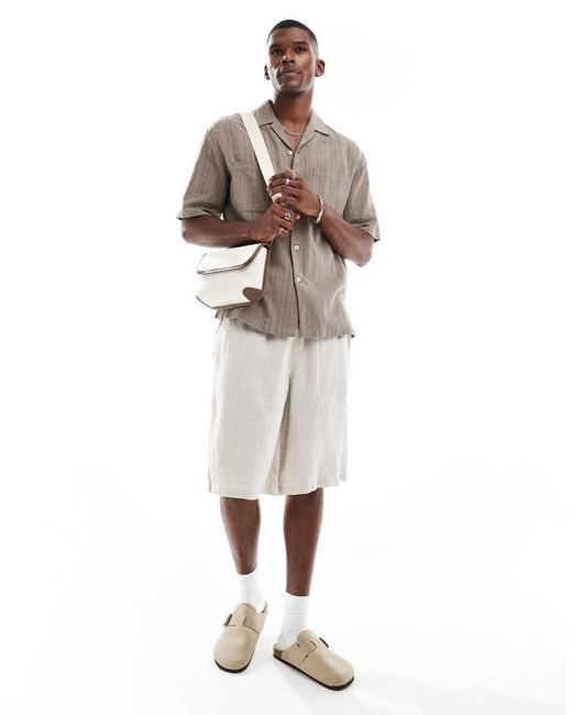 Cotton On White baggy Linen Shorts for men