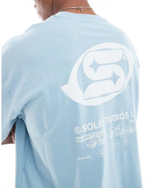 ASOS Recht Oversized T-Shirt Met Print in het Blue voor heren