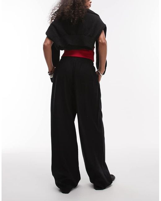 Pantalones Negros De Corte Globo De Lino De TOPSHOP de color White