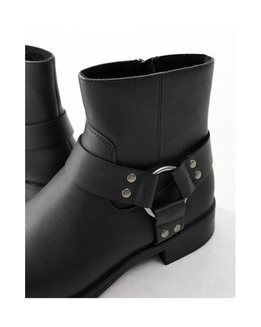 Pull&Bear Black Boot With Buckle Detail for men