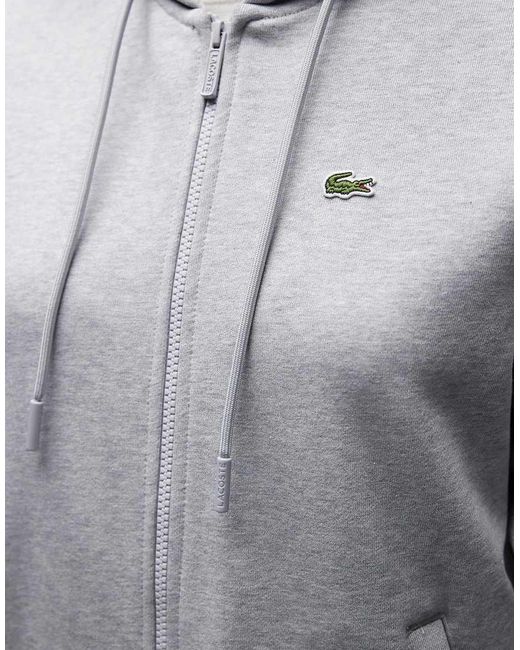 Lacoste Gray Logo Zip Through Hoodie