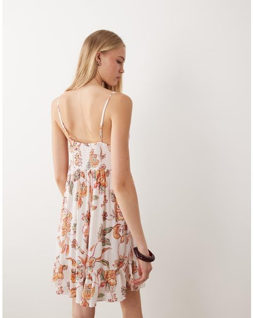 Accessorize Pink Floral Tie Front Mini Beach Dress