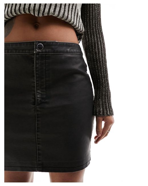 Noisy May Black Faux Leather Mini Skirt