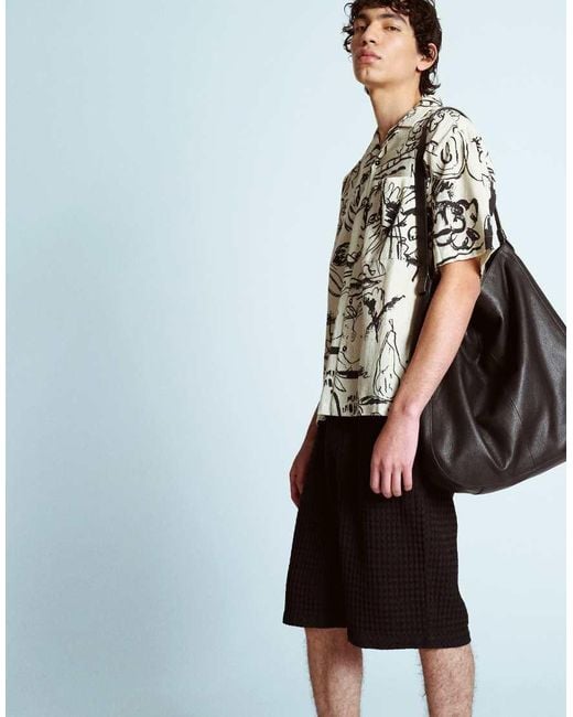 Topman White Textured Grid Check Shorts for men