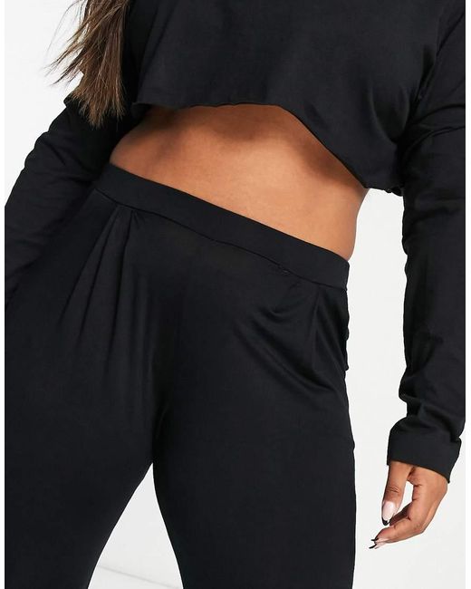 Yours Black Pleated Wide Leg Tailored Pants