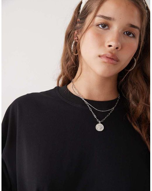 Lioness Black Bloom Cotton Long Sleeve Crew Neck Boxy T-shirt