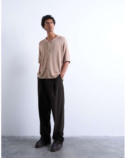 Topman Natural Relaxed Button Through Shirt for men