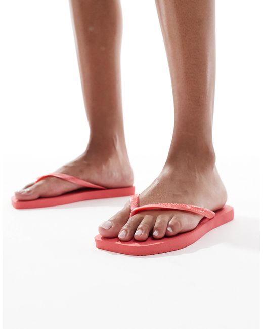 Havaianas Pink Square Toe Flip Flops
