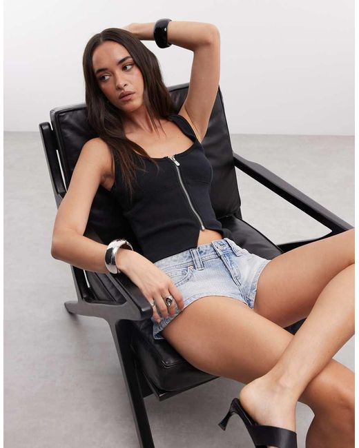 Abrand Jeans Blue Abrand Ultra Low Rise Denim Shorts