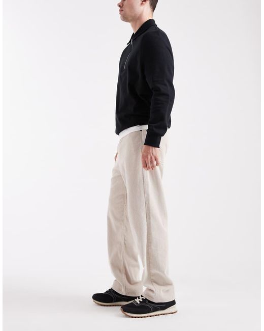 Jack & Jones White Alex baggy Cord Trousers for men