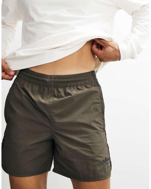 Adidas Originals Gray Three Stripe Sprinter Shorts for men
