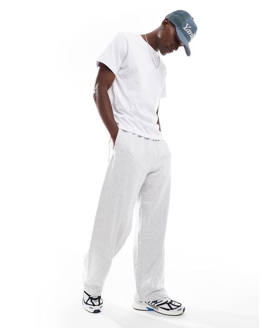 Pull&Bear White baggy Sweatpants for men