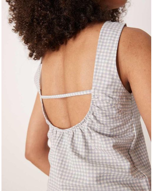 Motel White Pasila Co-Ord Micro Gingham Shift Top