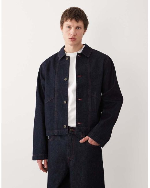 ASOS Blue Co-ord Harrington Denim Jacket for men