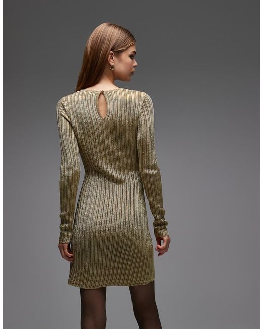 & Other Stories Gray Knitted Ribbed Glitter Mini Dress