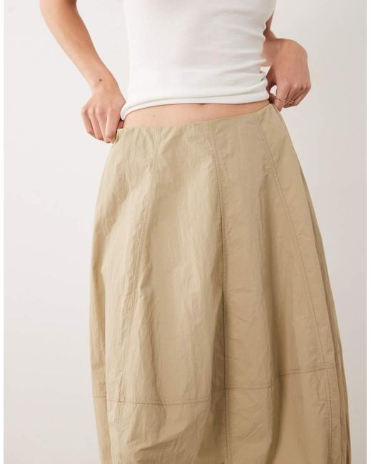 ASOS Natural Structured Cargo Barrel Midi Skirt