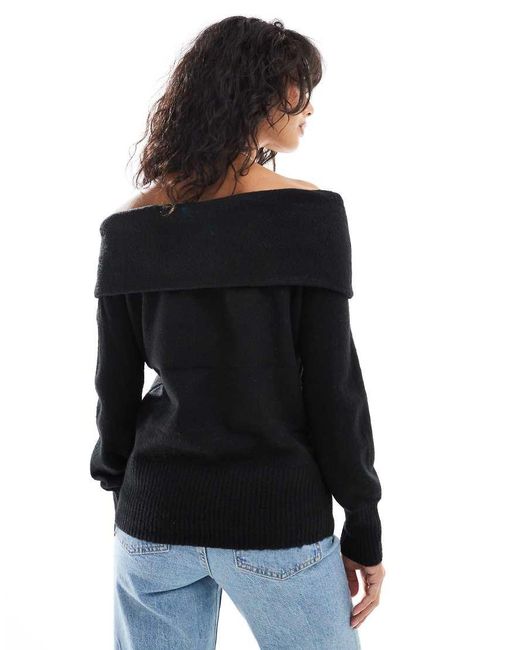 Threadbare Black Off Shoulder Jumper