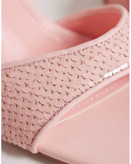 SIMMI Pink Simmi London Wide Fit Cindy Heeled Sandals With Sequins