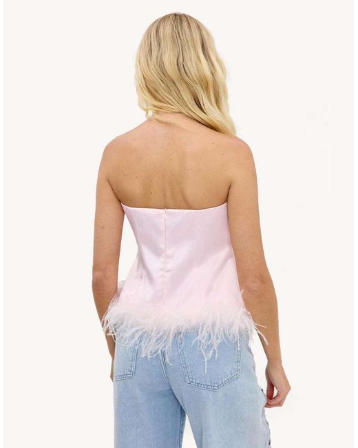 Loavies Pink Falling For You Strapless Top With Feathers