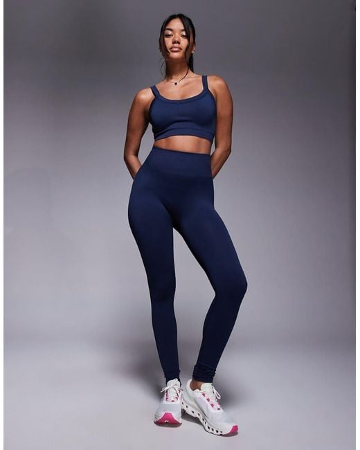 Reggiseno Sportivo A Supporto Medio Modellante Senza Cuciture Inchiostro di 4505 in Blue