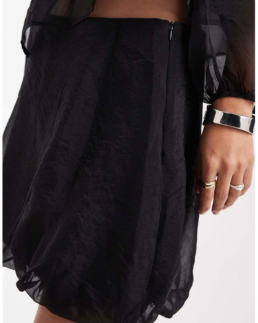 Vero Moda Black Organza Puffball Hem Mini Skirt Co-ord