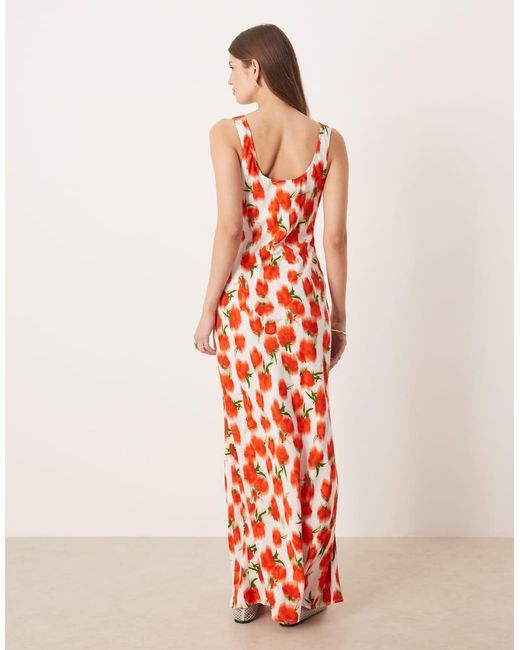 ASOS White Scoop Neck Tie Front Midi Dress