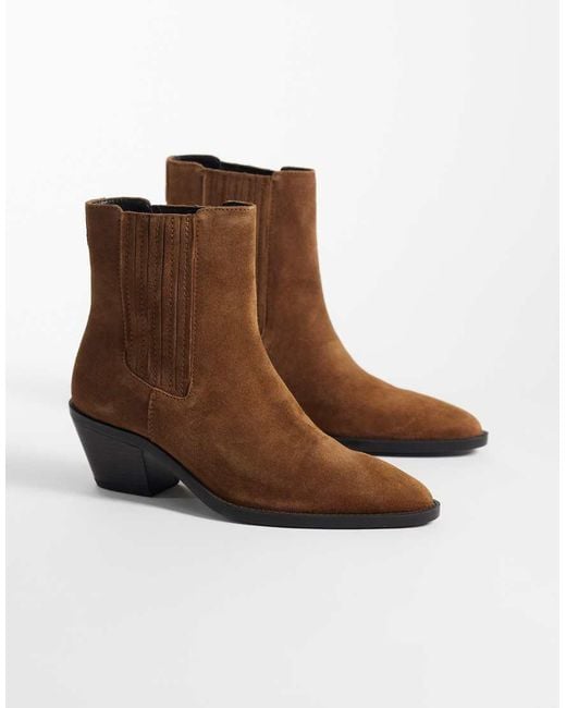 Mango Brown 100% Leather Short Cowboy Boot